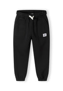 Boys black slim fit joggers with badge