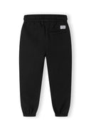 Boys black slim fit joggers with badge