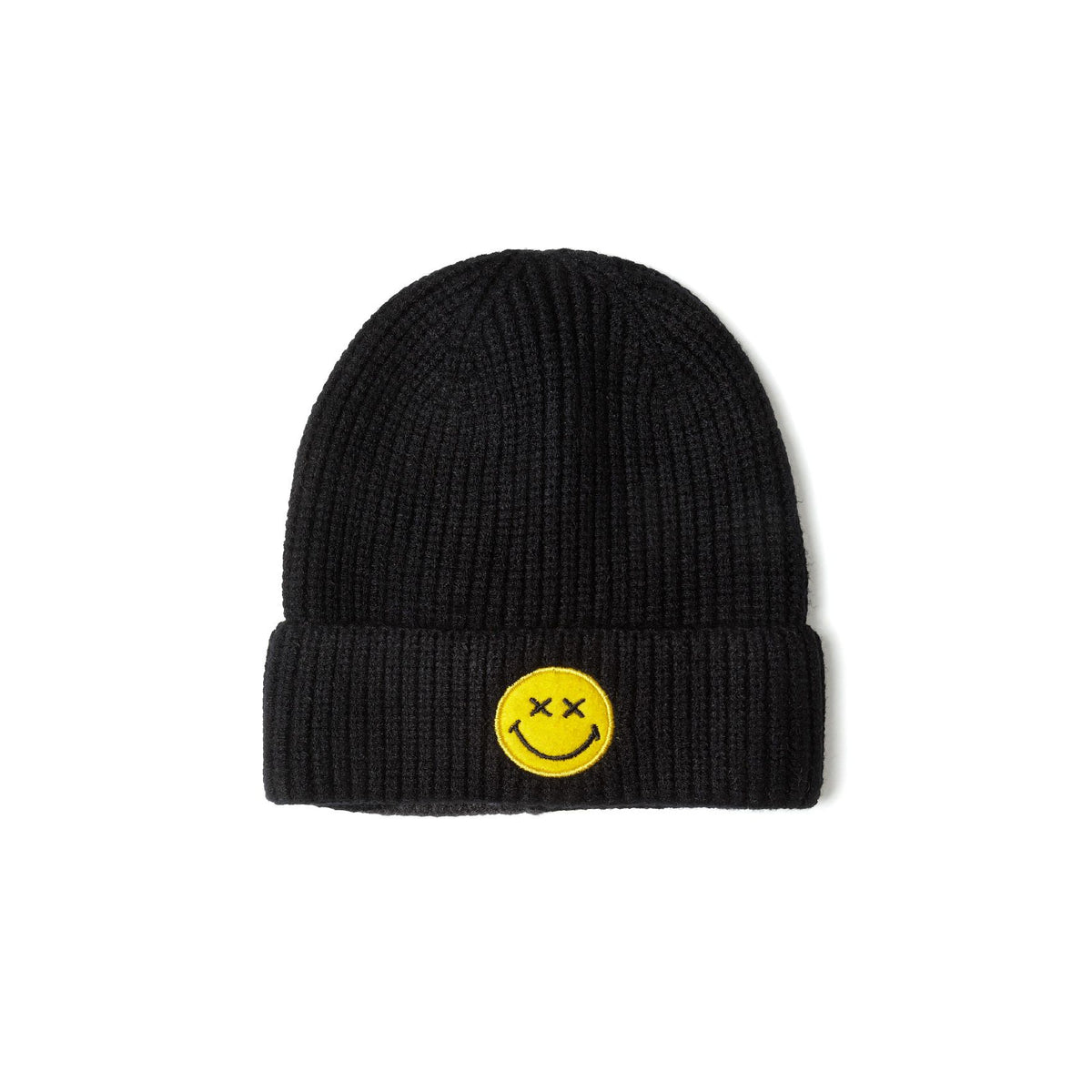 Boys' ribbed beanie in black — complete product view for square Shop card