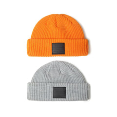 Boys' ribbed beanies 2-pack in orange and grey