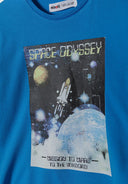Boys blue long sleeve pyjama top with space-themed graphic print featuring rocket and planets. Soft and breathable fabric for ages 2-14y.