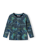 Boys pyjamas 2 pack long sleeve legging navy 2-14y features a colorful abstract pattern on soft fabric. Perfect for comfy bedtime wear.