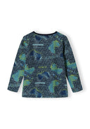 Boys pyjamas 2 pack long sleeve legging navy 2-14y. Navy long sleeve shirt with vibrant green abstract print. Soft cotton blend fabric.