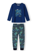 Boys pyjamas 2 pack long sleeve legging navy 2-14y featuring graphic design top and patterned legging bottoms. Comfortable and stylish.