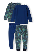 Boys pyjamas 2 pack long sleeve legging navy 2-14y featuring blue patterned tops and solid legging bottoms. Comfortable fit for bedtime.