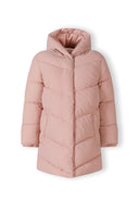 Długa pikowana kurtka zimowa z kapturem