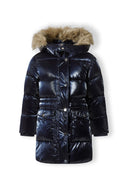 Błyszcząca kurtka ocieplana z odpinanym futrem