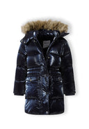 Błyszcząca kurtka ocieplana z odpinanym futrem