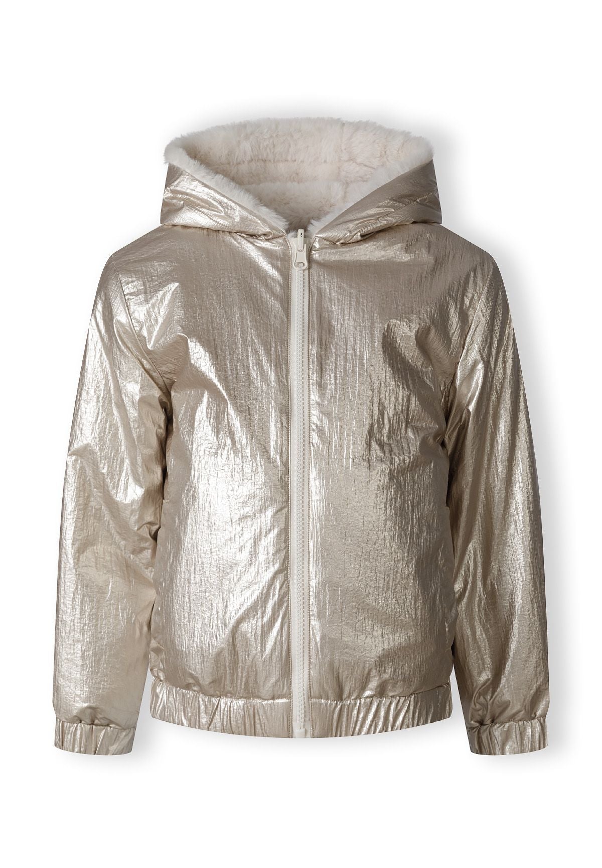 The metallic side of the reversible jacket, front view.