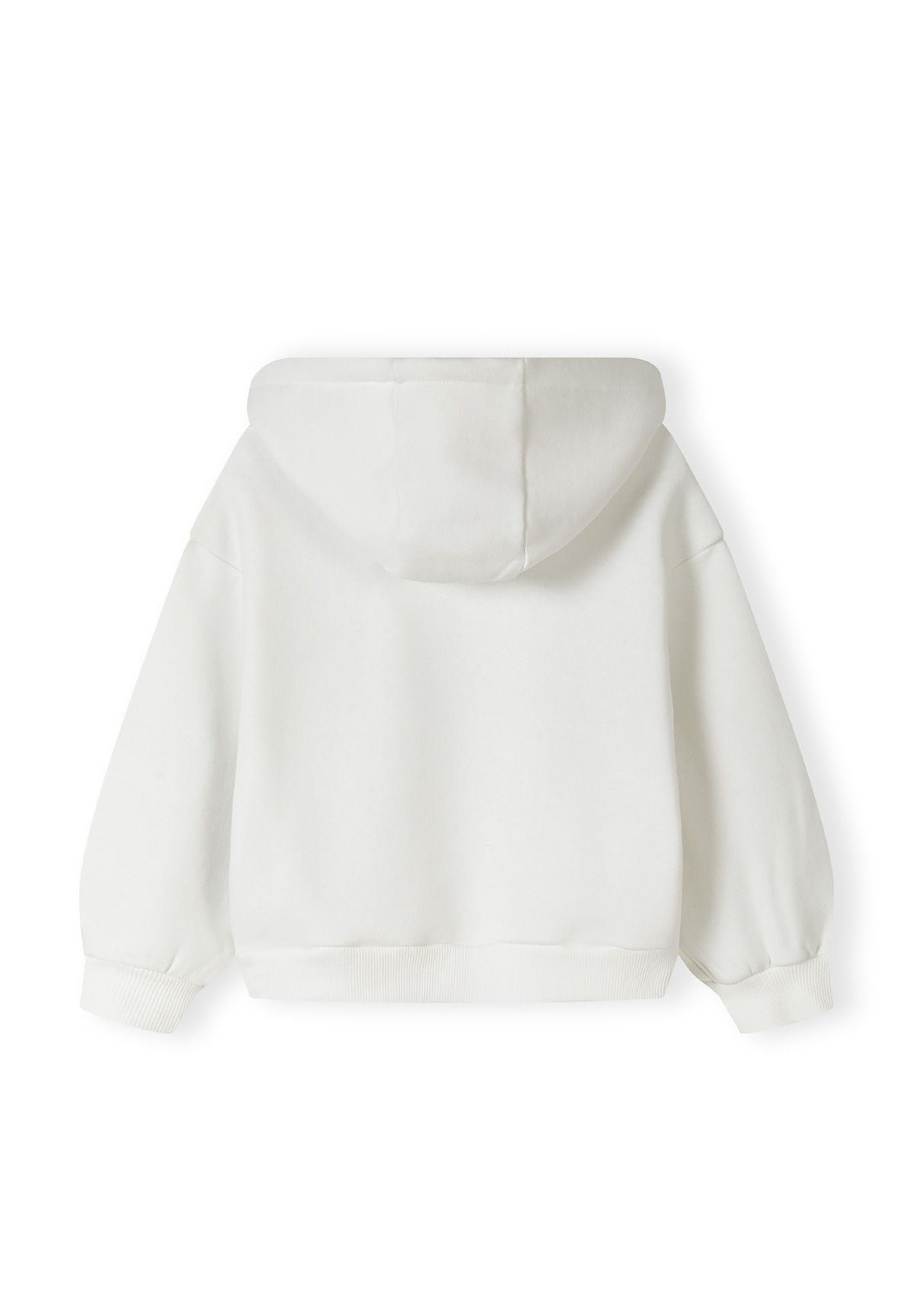 White hoodie and joggers set, hoodie back.