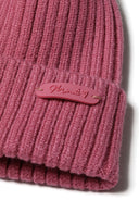 Soft rib knit pink girls beanie featuring an elasticated edge and logo tag, perfect for ages 2-14y. Girls beanie 2 pack rib knit pink 2-14y.