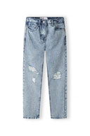 Spodnie jeans mom fit z przetarciami