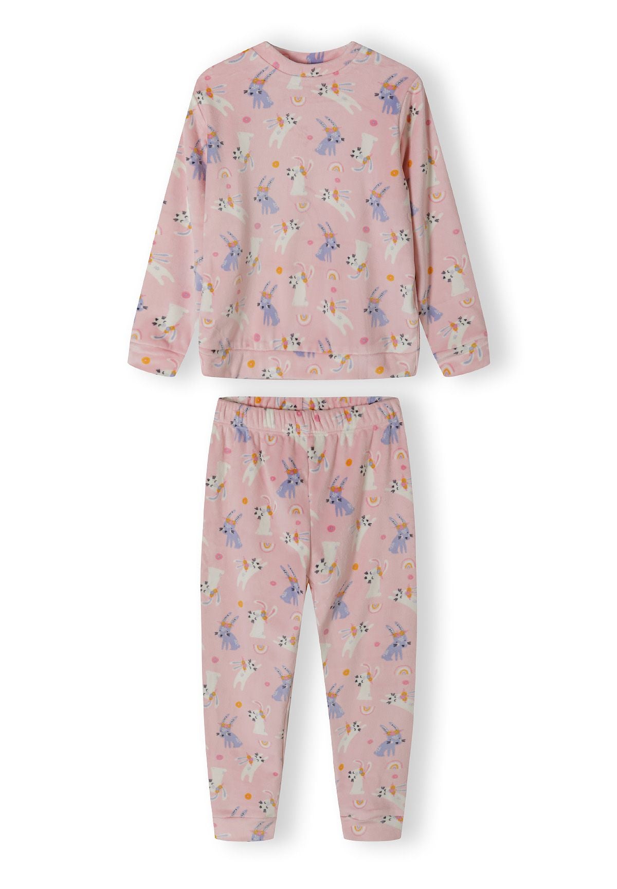 Pink velour pyjamas, set front.