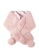 Girls scarf faux fur with pom pom pink 2-14y featuring plush soft texture, vibrant pink color, and charming pom pom details.