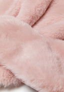 Soft plush faux fur detail in pastel pink for Girls scarf faux fur with pom pom pink 2-14y. Perfect for winter warmth and style.