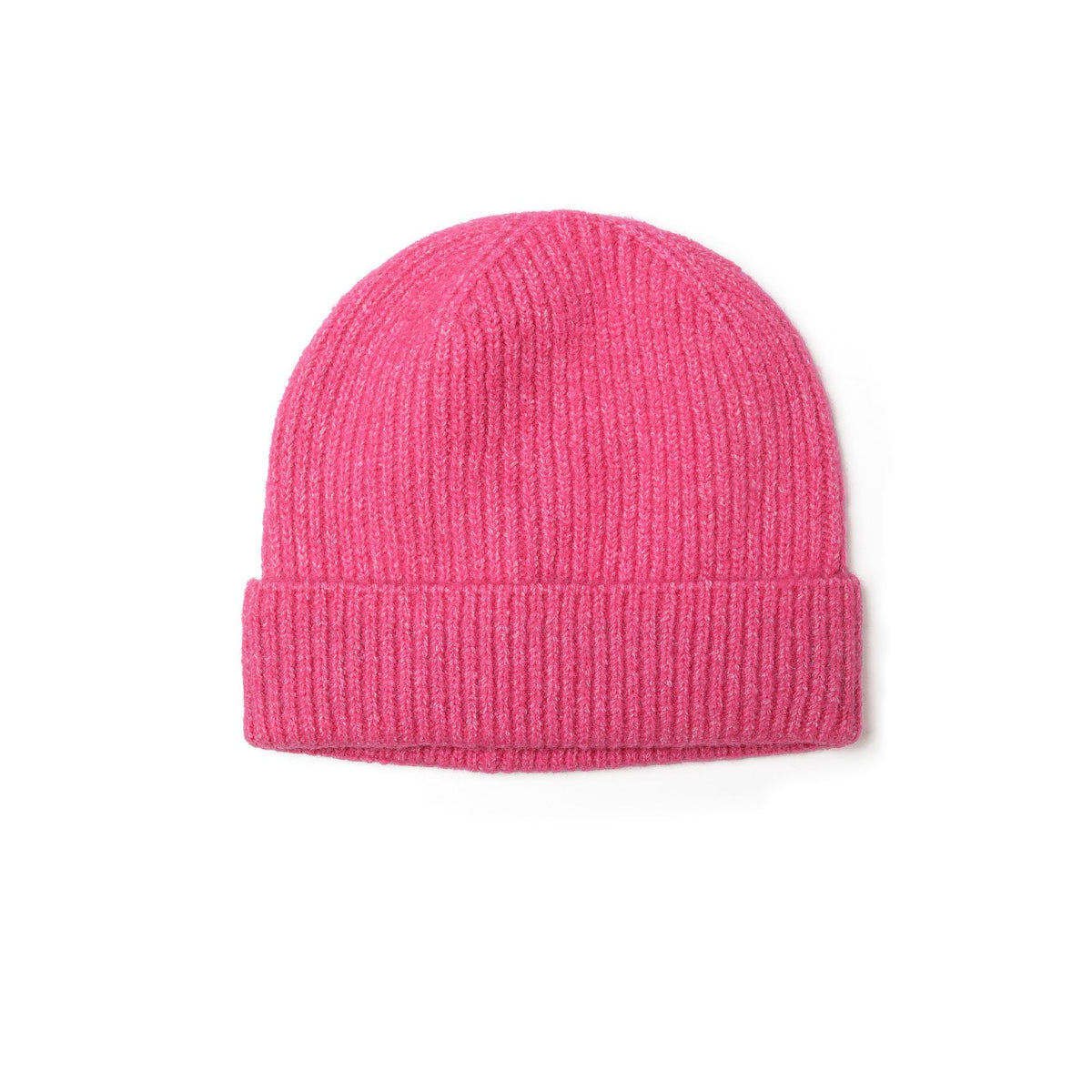 Girls' ribbed beanie in bright pink — complete product view for square Shop card