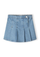Girls navy denim skirt with pleats