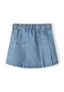 Girls navy denim skirt with pleats
