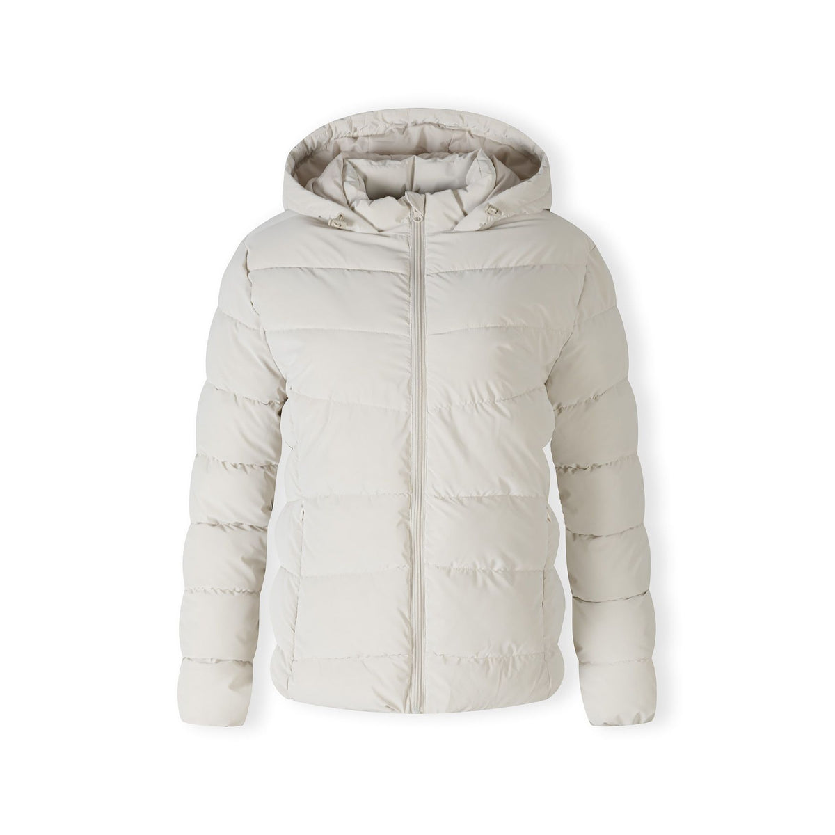 Women's puffer jacket in cream — complete product view for square Shop card