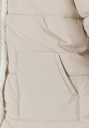 Unisex grey padded jacket with faux fur trim