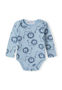 Boys long sleeve bodysuits pack with prints light blue 0-24m, featuring playful lion prints on soft cotton. Perfect for babies.
