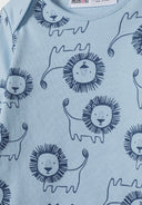 Boys long sleeve bodysuits pack with prints light blue 0-24m featuring playful lion patterns on soft cotton fabric.