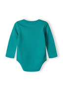 Boys long sleeve bodysuits pack with prints light blue 0-24m, featuring a solid teal back, soft cotton fabric for comfort.