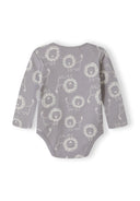 Boys long sleeve bodysuits pack with prints light blue 0-24m, soft grey with playful lion patterns, designed for comfort.