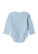 Boys long sleeve bodysuits pack with prints light blue 0-24m. Soft light blue long sleeve bodysuit with a smooth texture, ideal for infants.
