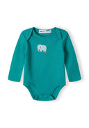 Boys long sleeve bodysuits pack with prints light blue 0-24m, featuring a vibrant teal color and playful elephant print.