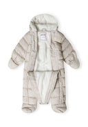 Zimowy kombinezon niemowlęcy z kapturem, podwójnym zapięciem i rękawiczkami