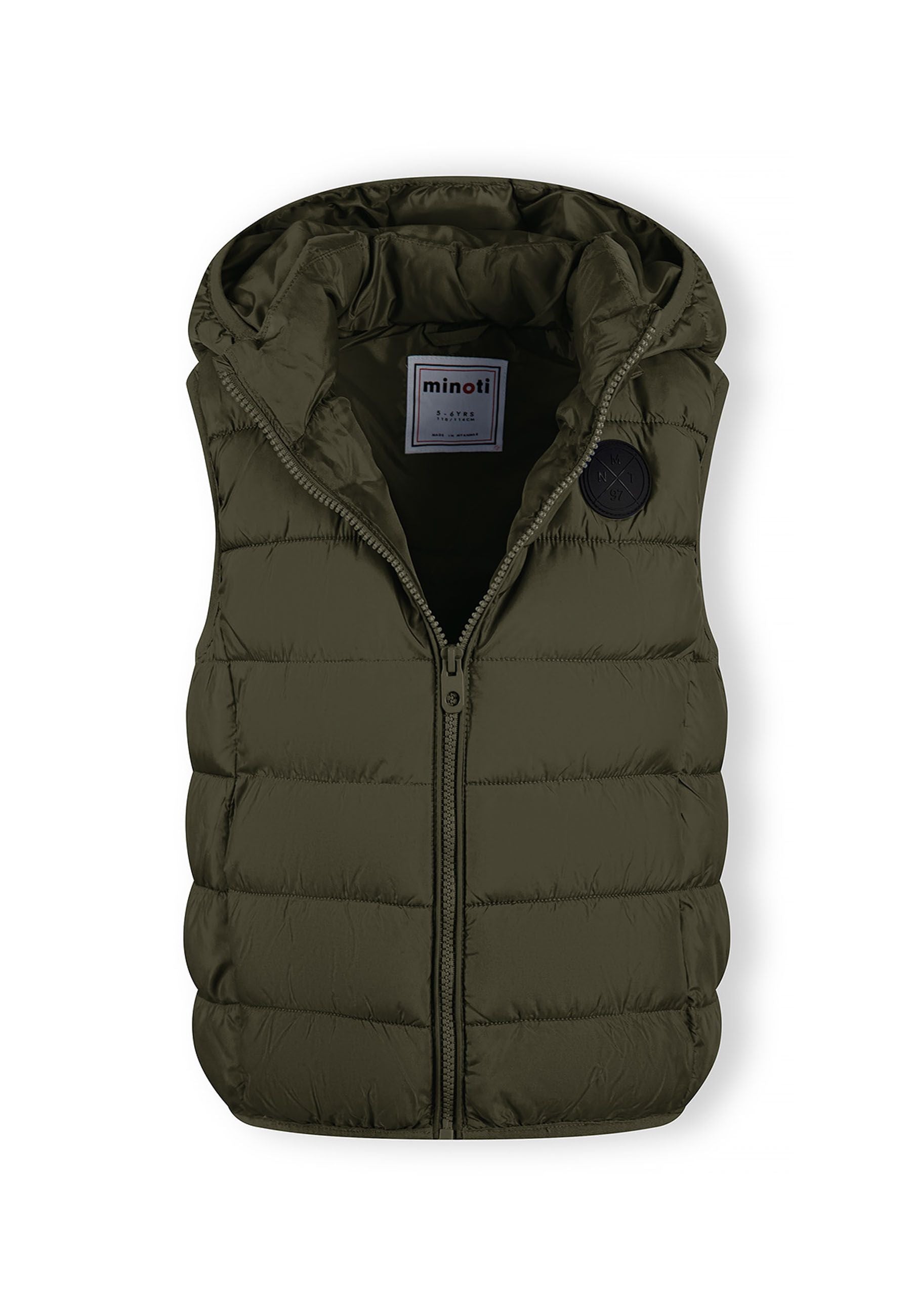Padded Gilet, Detachable Hood, Khaki - 4