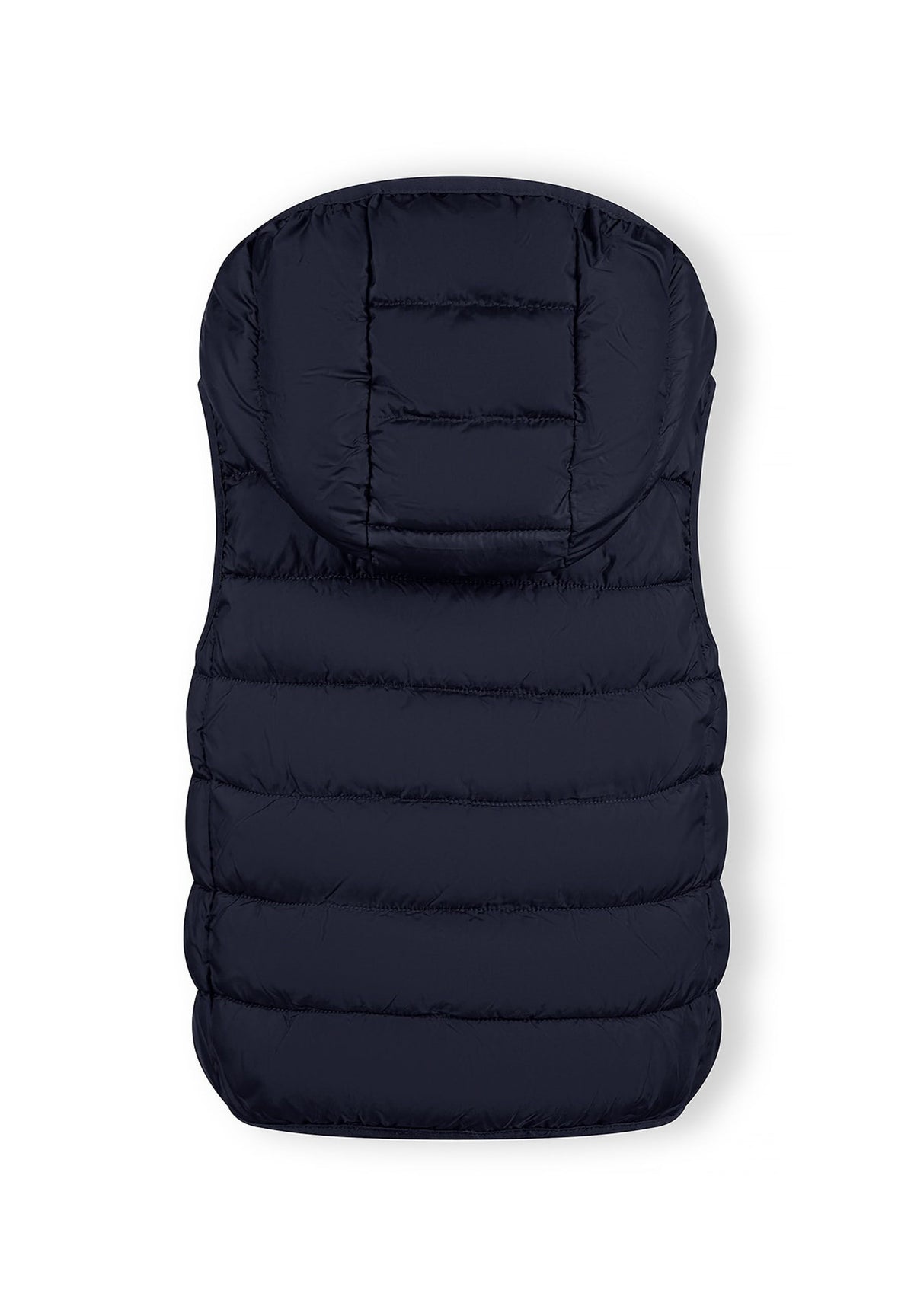 Navy padded gilet, back.