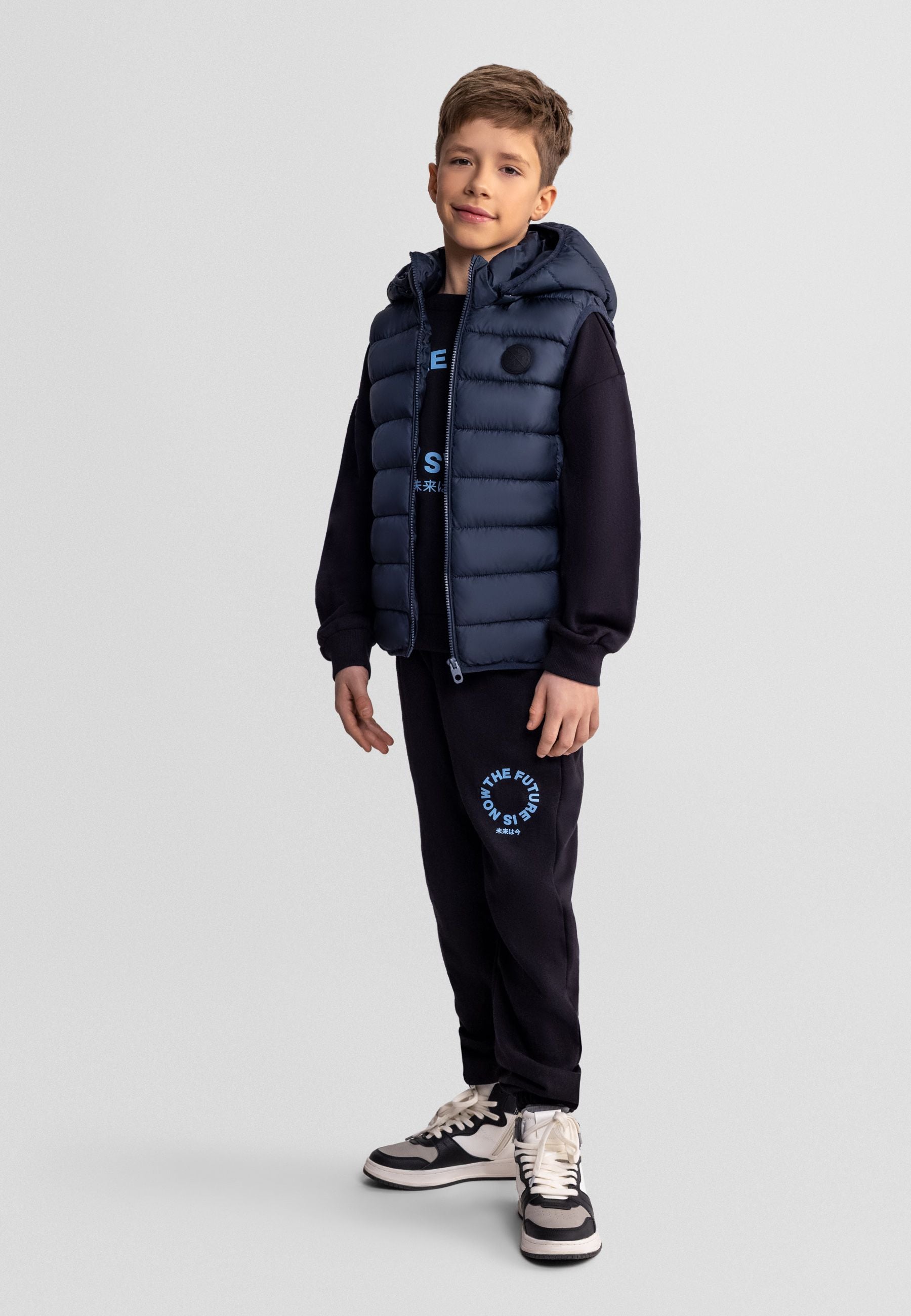 Padded Gilet Navy Hooded Boys - 1
