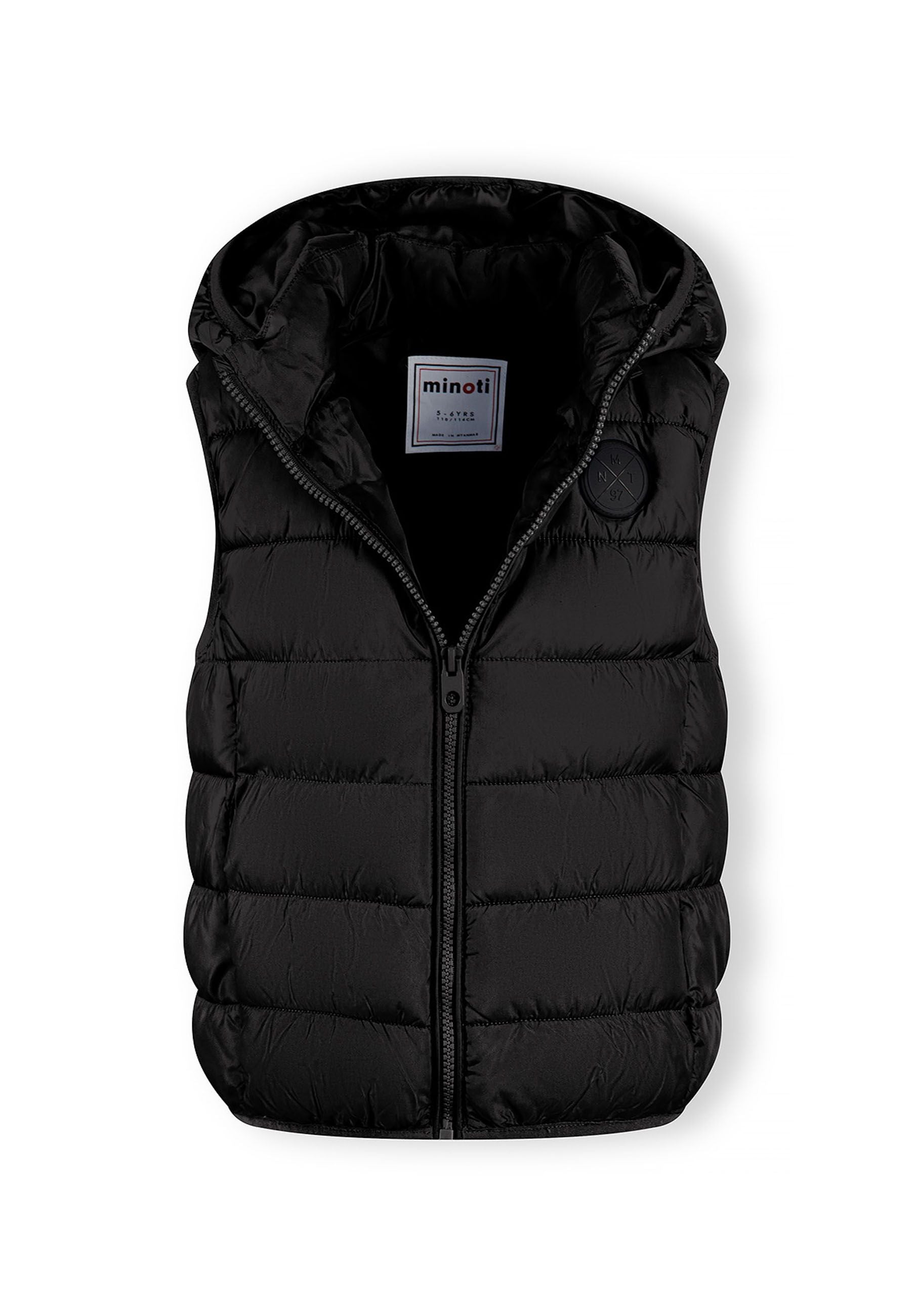 Padded Gilet, Black, Detachable Hood - 4