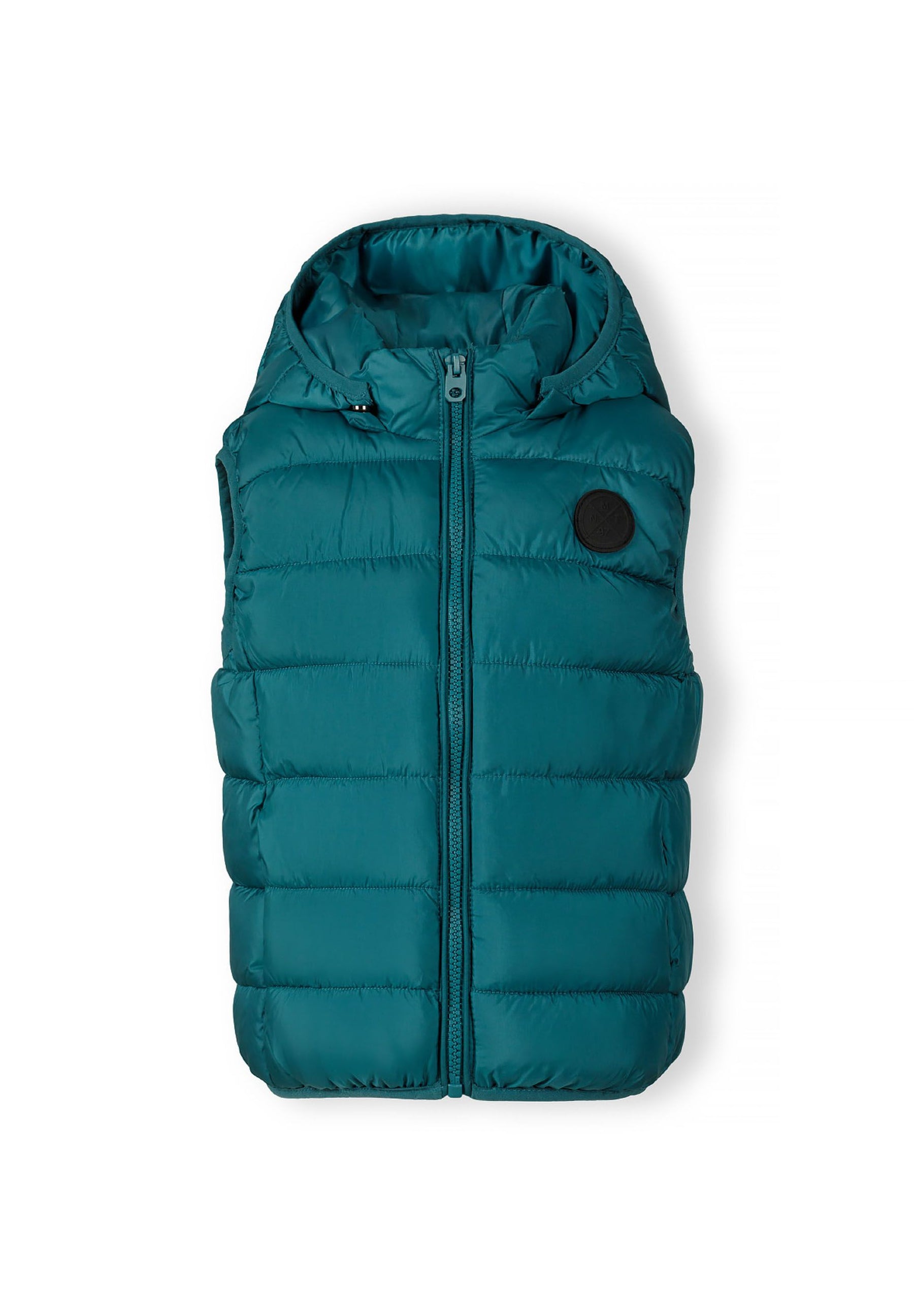 Quilted Padded Gilet, Teal, Detachable Hood - 2