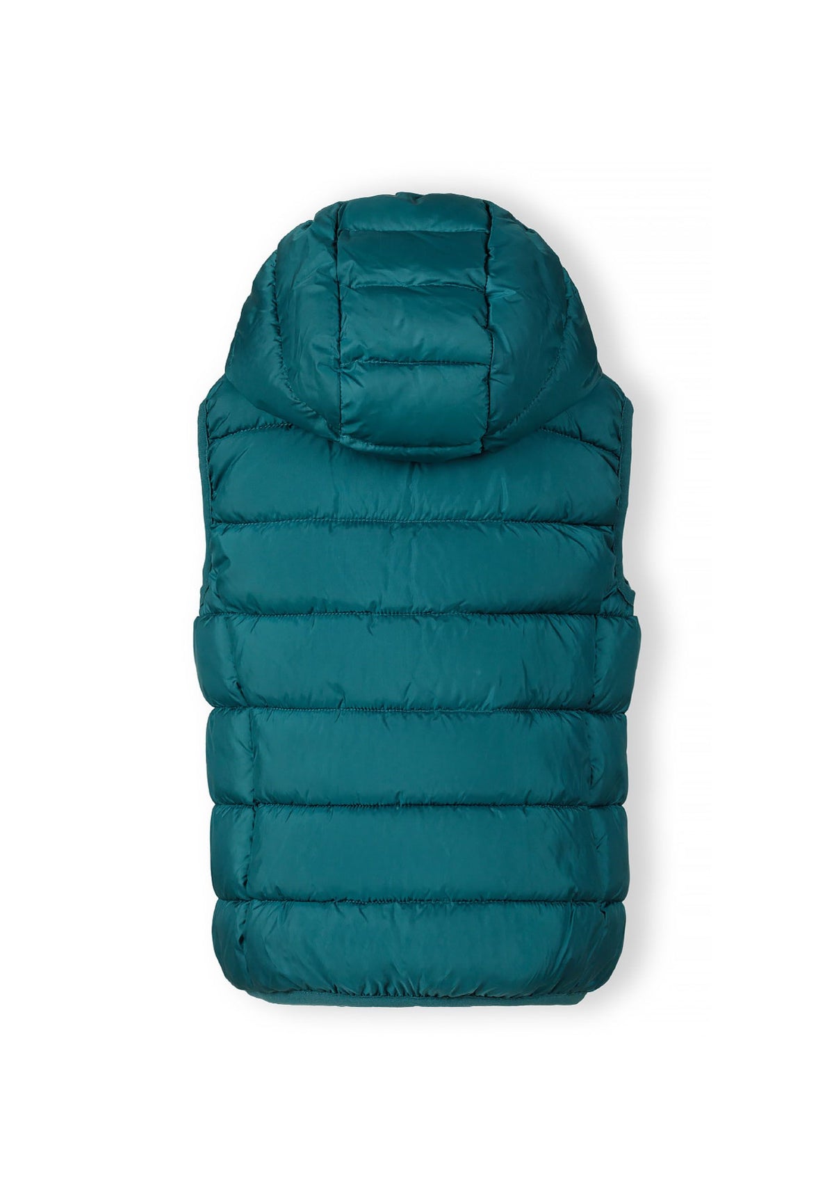 Teal padded gilet, back.