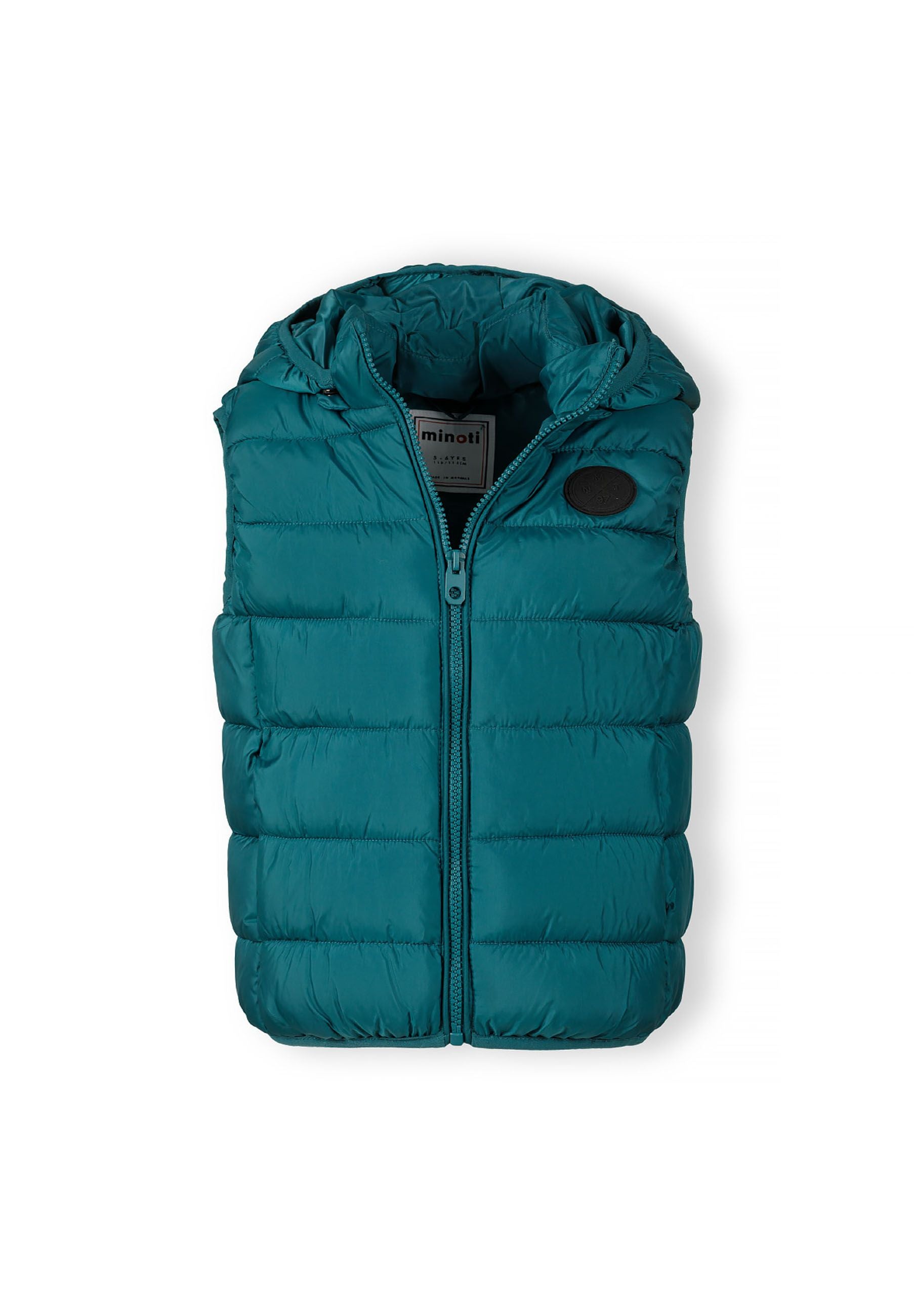 Quilted Padded Gilet, Teal, Detachable Hood - 4