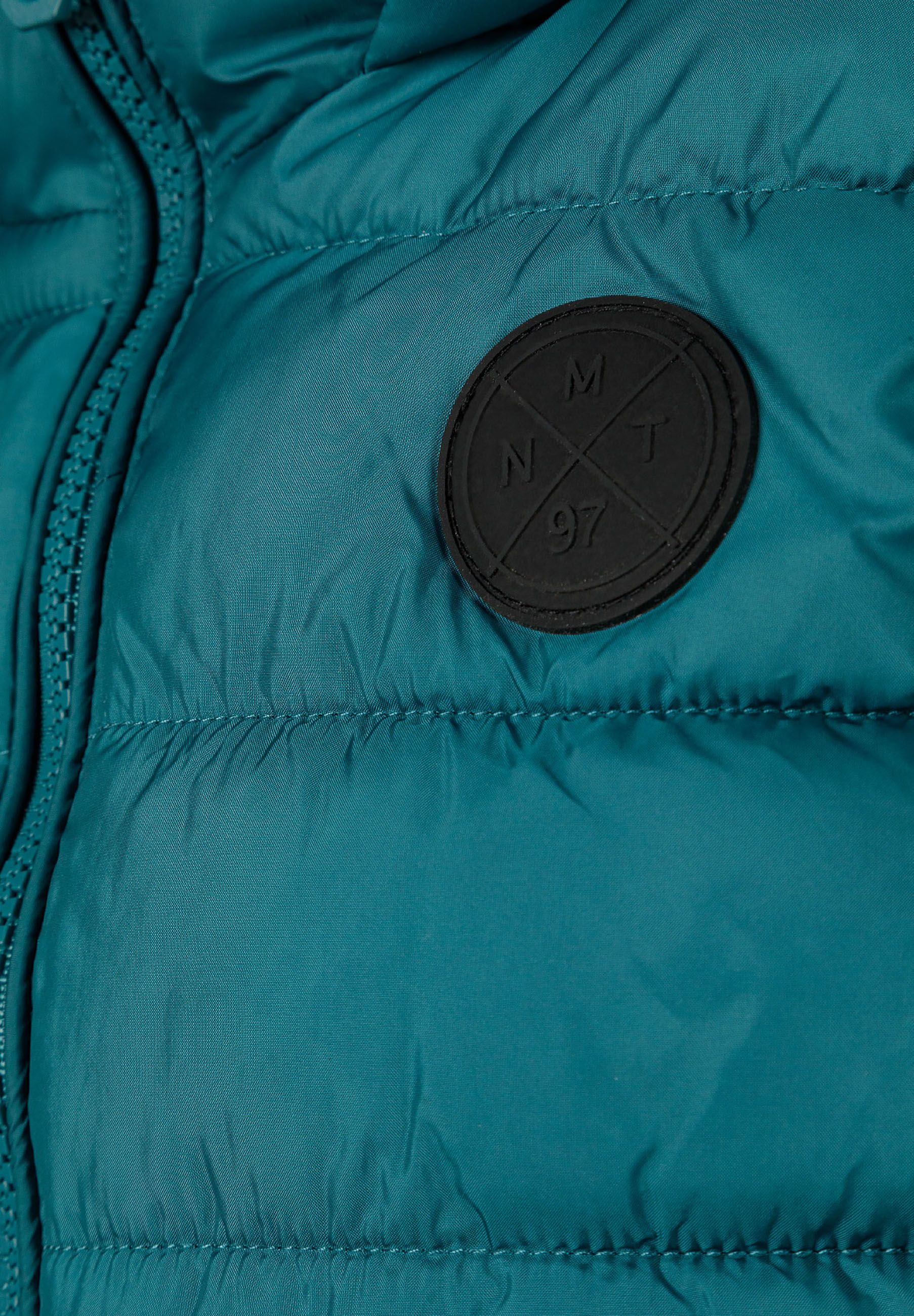 Quilted Padded Gilet, Teal, Detachable Hood - 6