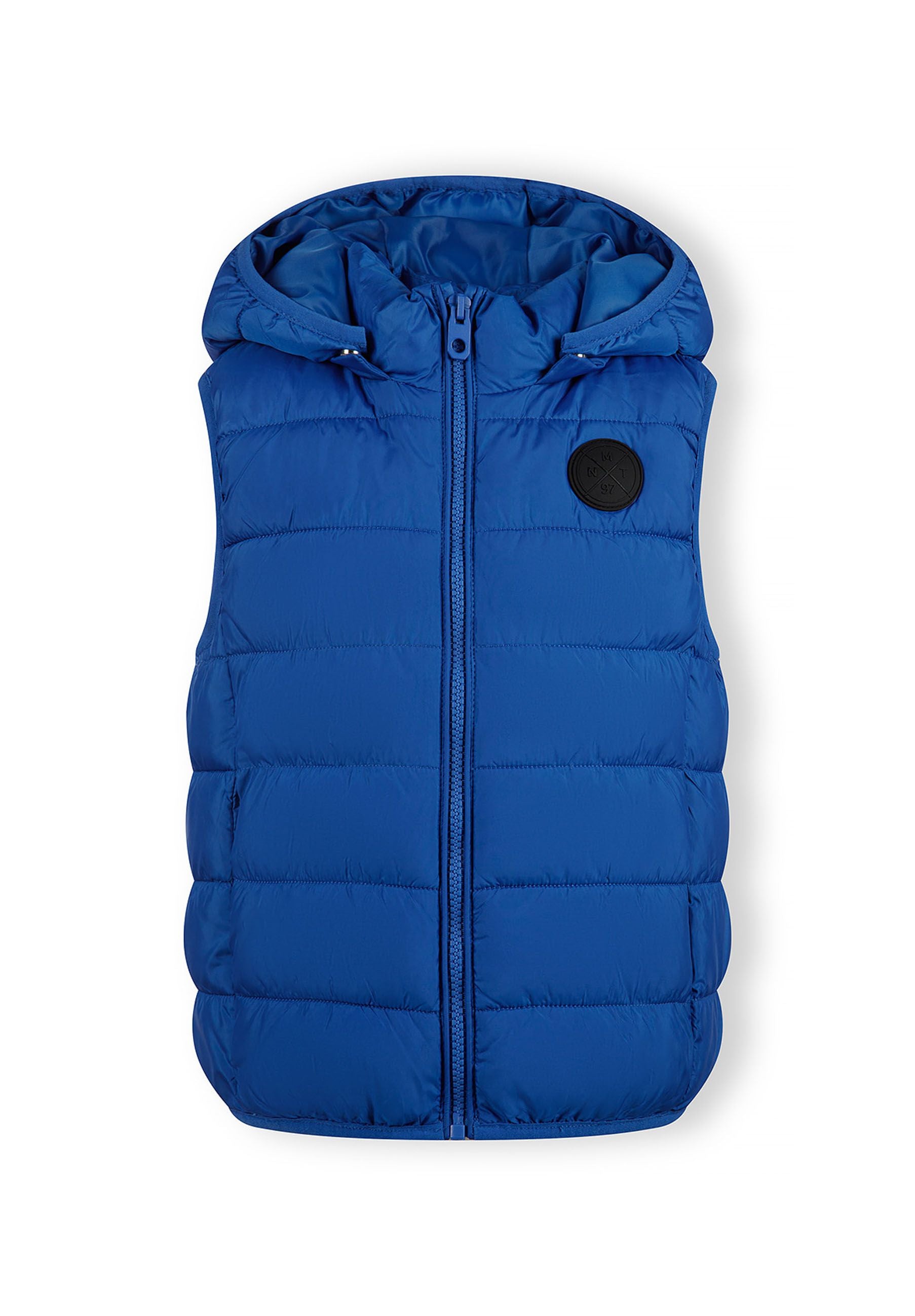 Gilet matelassé bleu cobalt à capuche amovible
