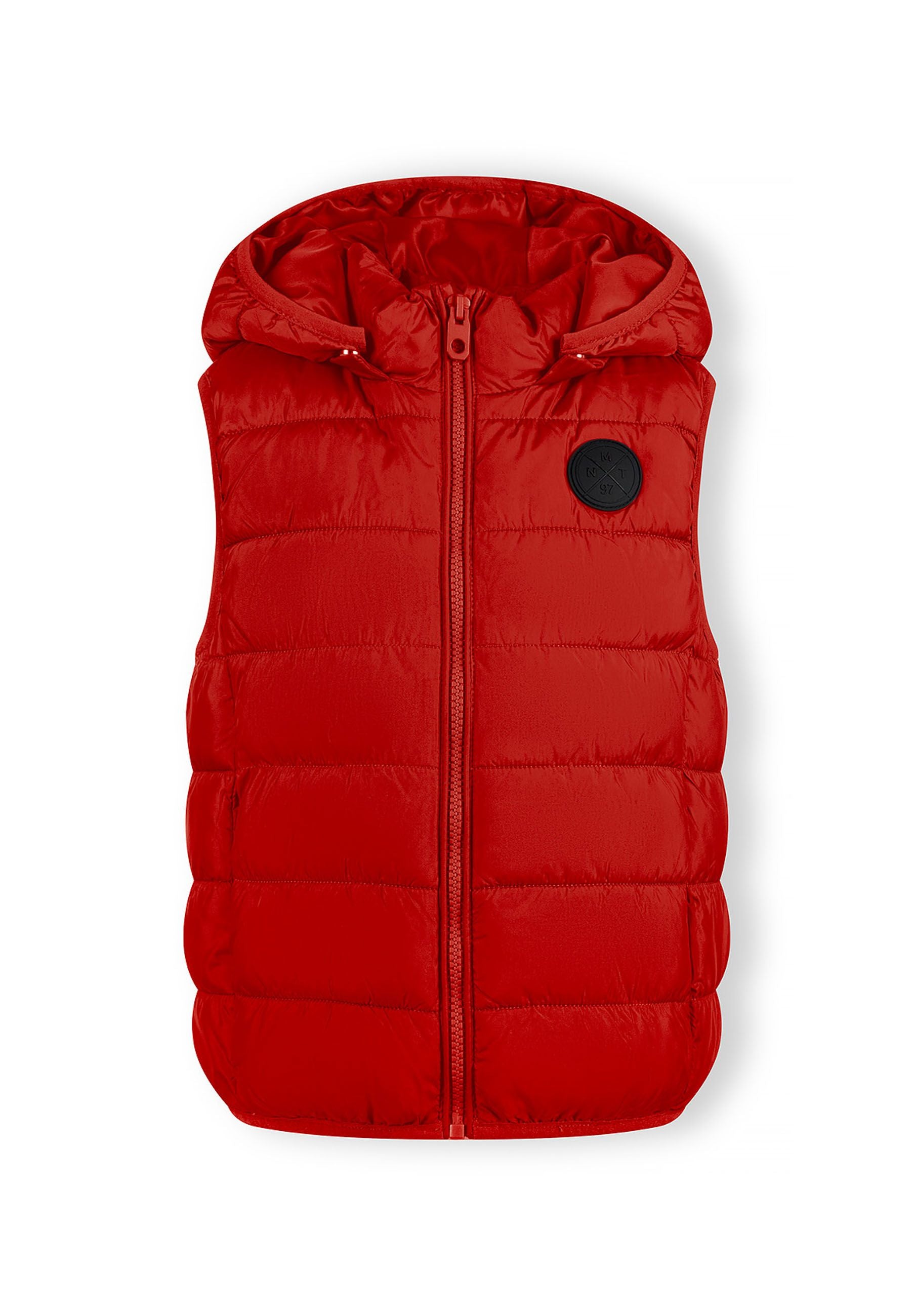 Quilted Padded Gilet, Red, Hooded