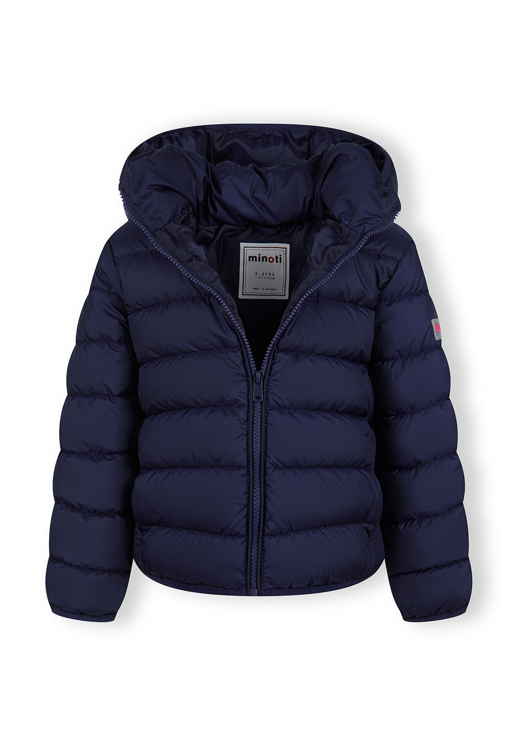 Quilted Puffer Jacket, Navy, Detachable Hood - 4