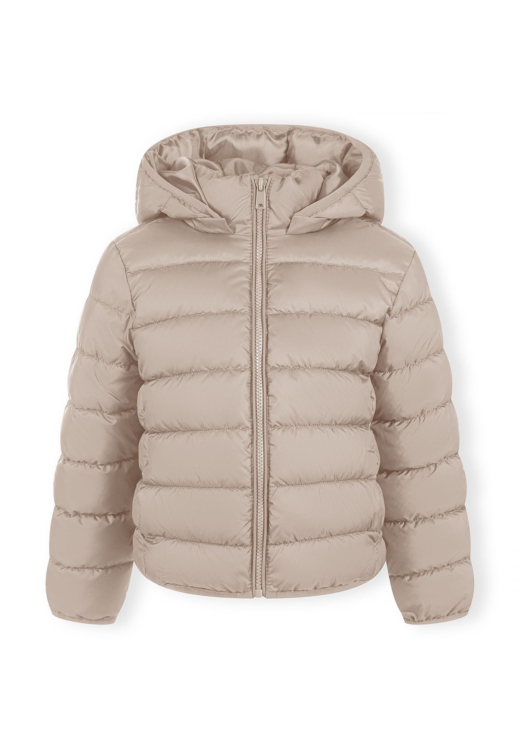 Gewatteerde jas met afneembare capuchon, beige