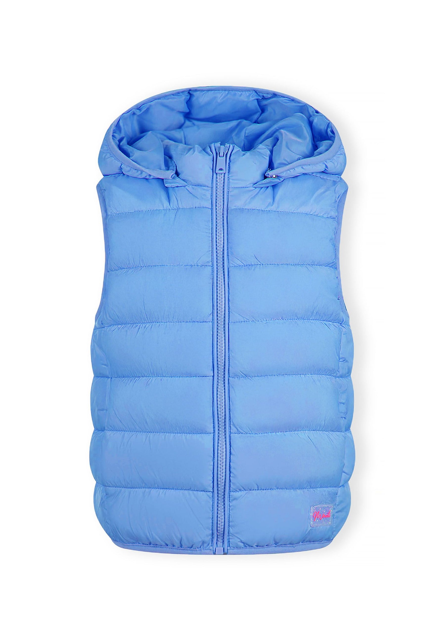 Quilted Gilet, Light Blue, Hooded - 2
