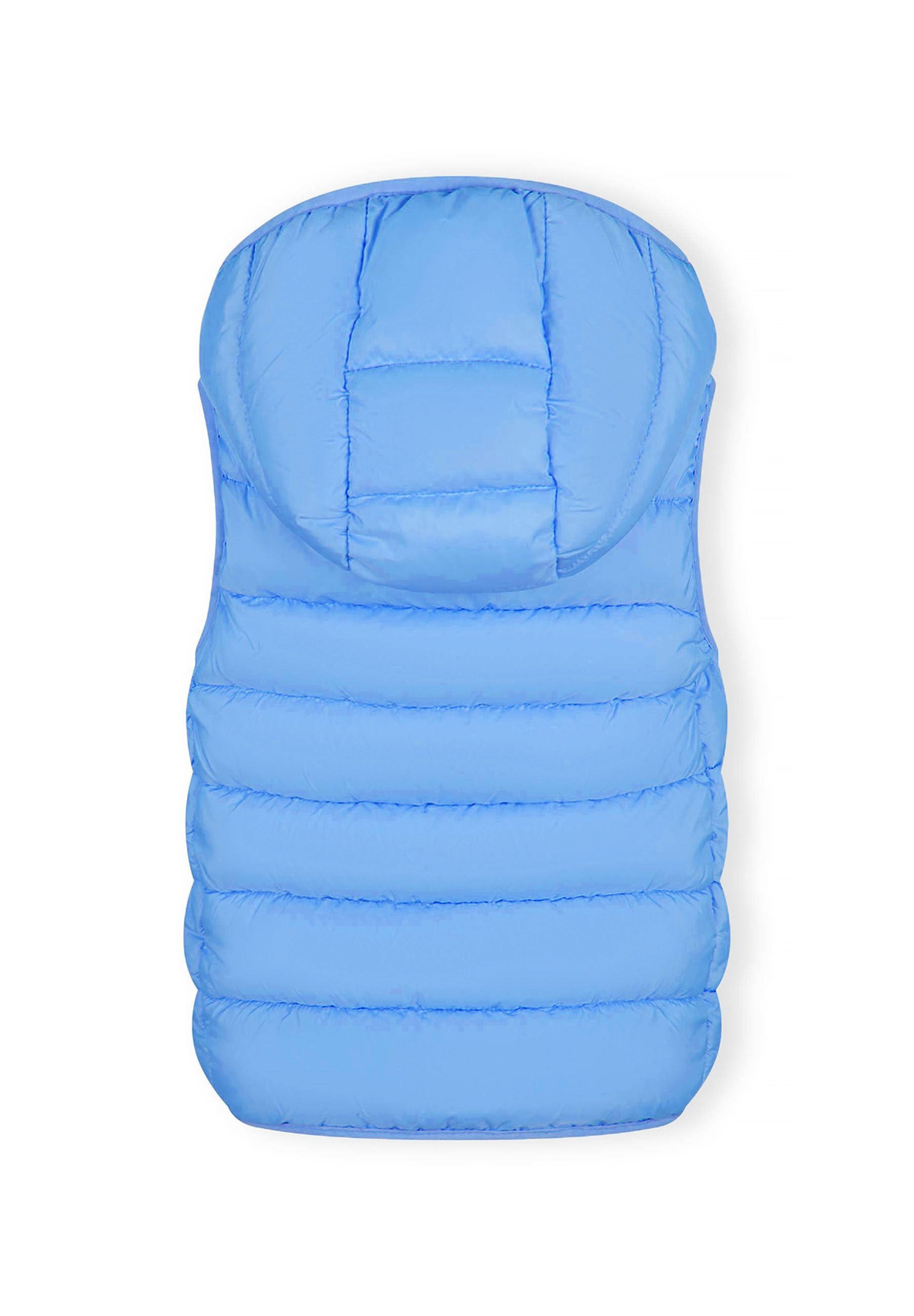 Quilted Gilet, Light Blue, Hooded - 3