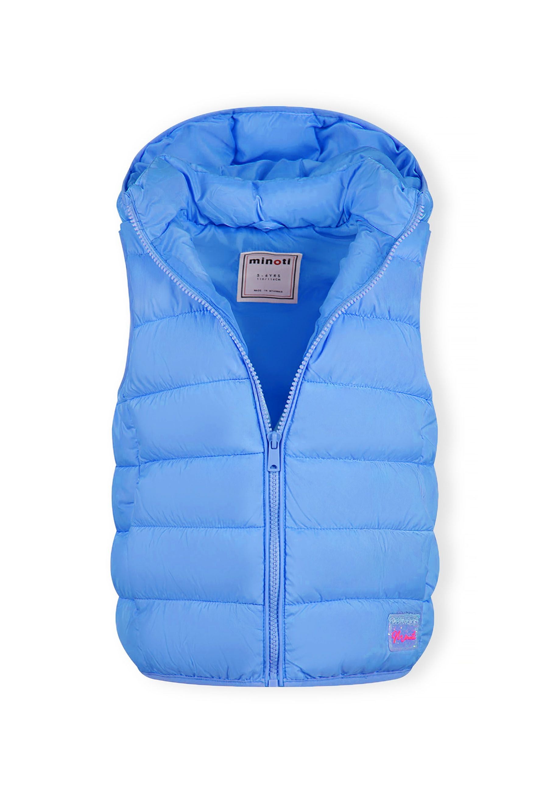 Quilted Gilet, Light Blue, Hooded - 4