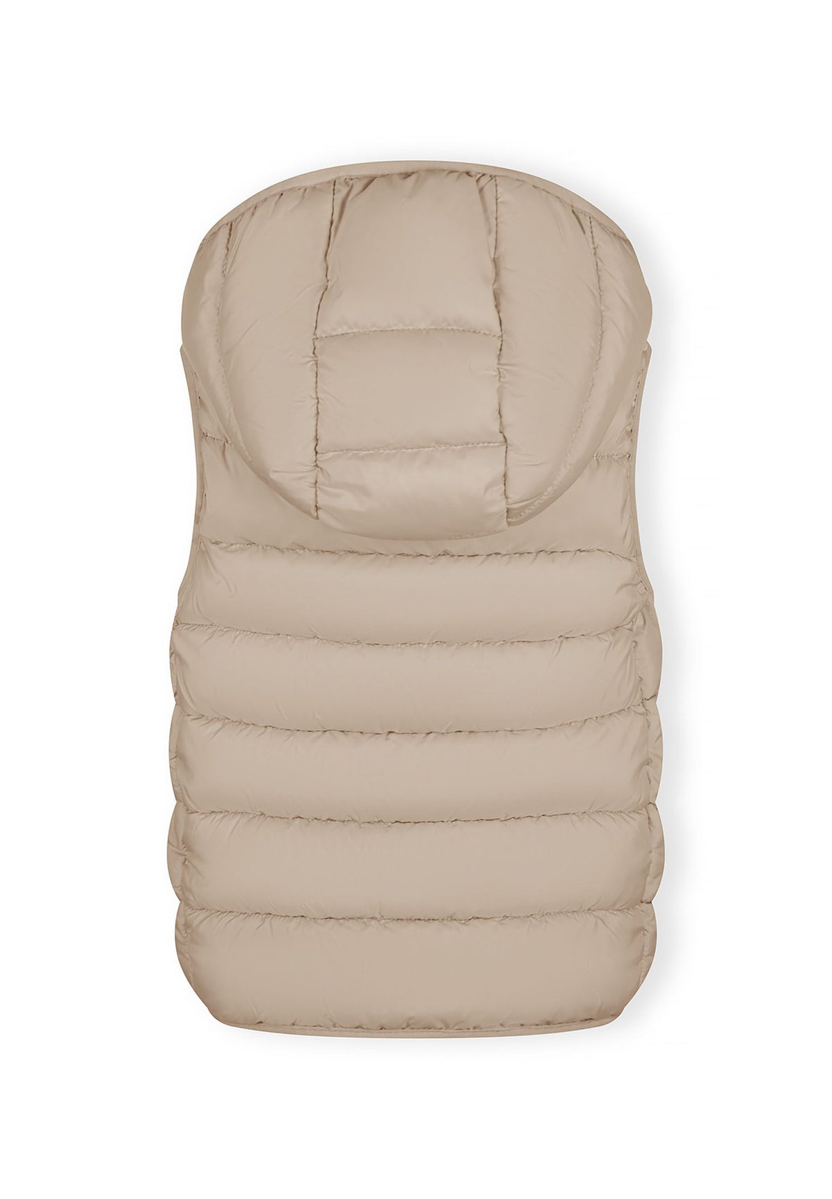 Beige padded gilet, back.