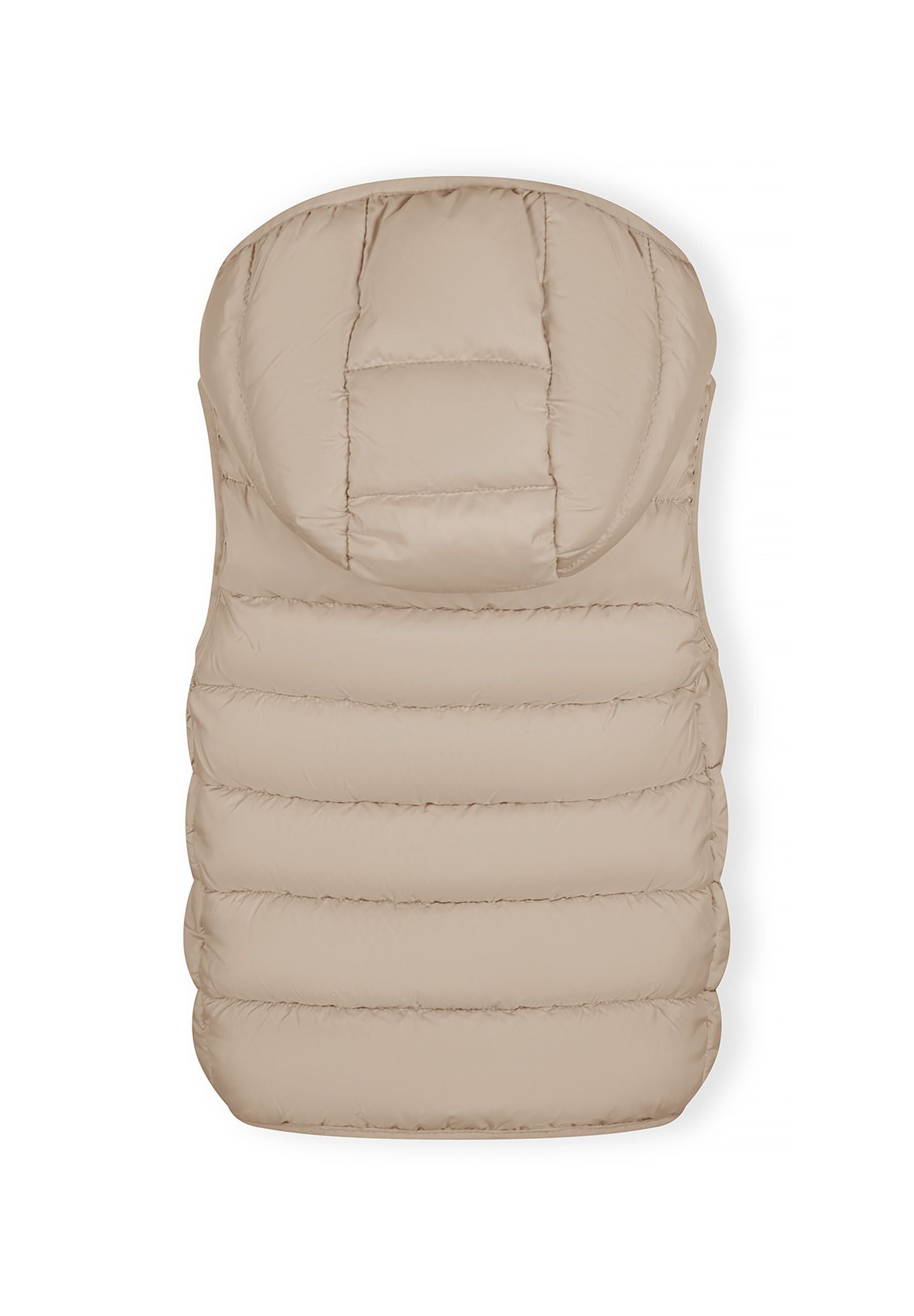 Quilted Gilet, Detachable Hood, Beige - 3