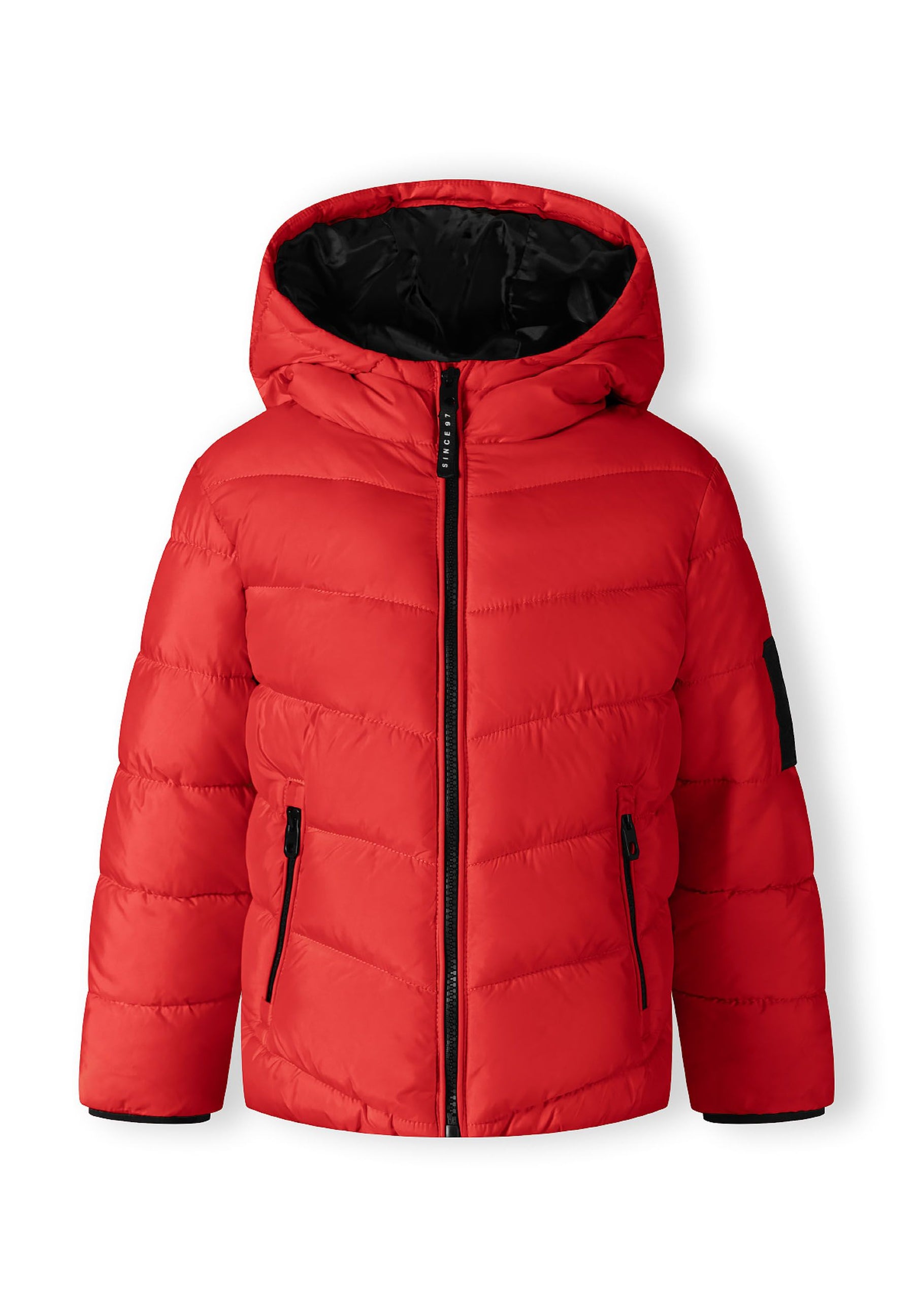 Quilted Puffer Jacket, Red, Hooded - 2