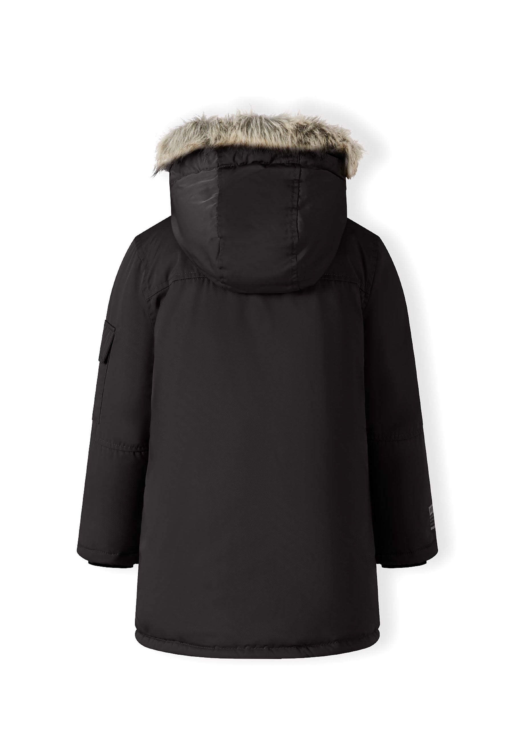 Long Parka, Faux Fur Hood, Black - 3